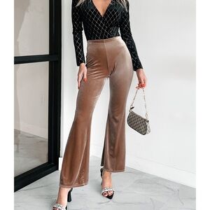 Elegant Tan Velvet Pants